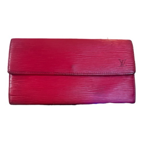 Louis Vuitton Red Epi Long Wallet Snap Flap Organizer Authentic Vintage - Picture 2 of 10